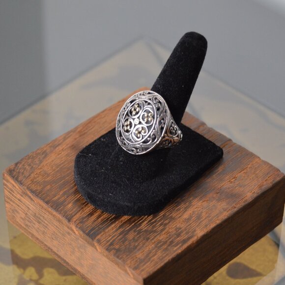 Vintage 18k Gold and Sterling Silver Art Nouveau Ring by Phillip Gavriel - Picture 6 of 8